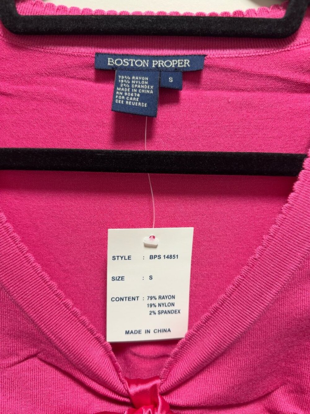 NWT Boston Proper Pink Tie-Front Knit Top Size S